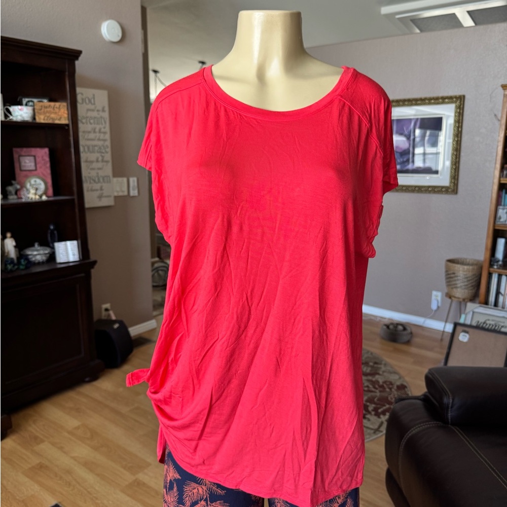 Cuddl Duds coral very short sleeve ties on the side blouse-size 1X